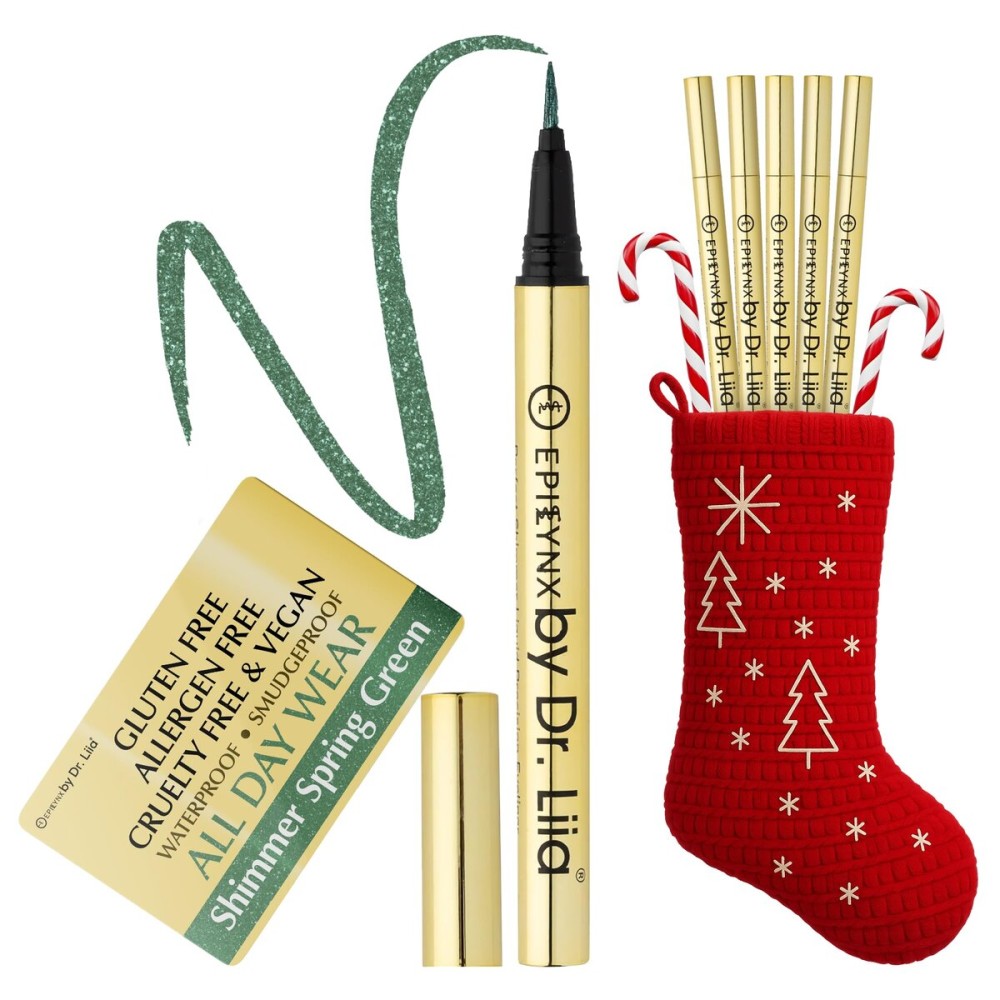 Liquid Eyeliner - Hypoallergenic Eyeliner with Fine Brush Tip, Long-Lasting Waterproof Eye Liner - Cruelty-Free, Vegan, Hypoallergenic, Gluten-Free, Smooth Liquid Eye Liner, Shimmer Spring Green 2mL