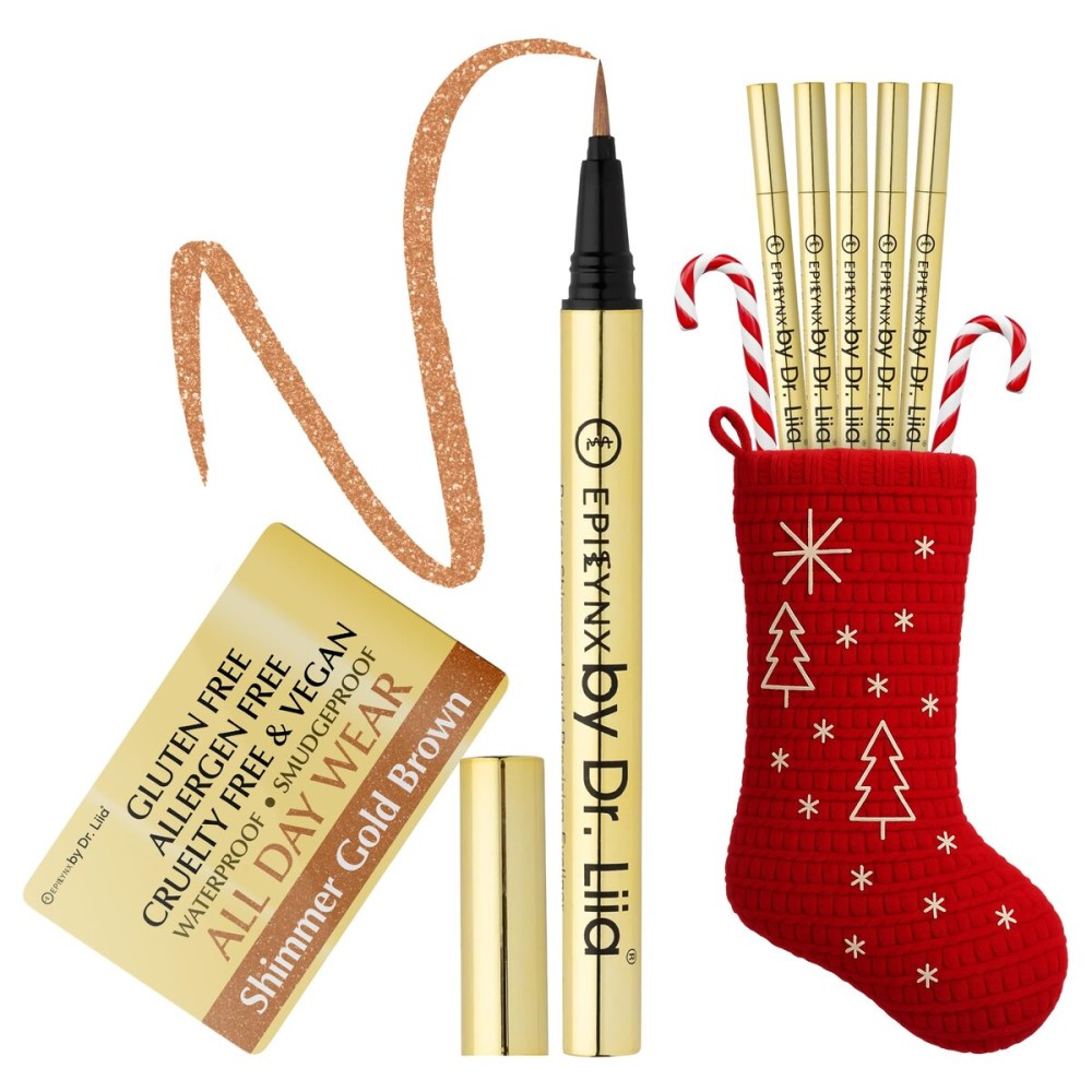 Liquid Eyeliner - Hypoallergenic Eyeliner with Fine Brush Tip, Long-Lasting Waterproof Eye Liner - Cruelty-Free, Vegan, Hypoallergenic, Gluten-Free, Smooth Liquid Eye Liner, Shimmer Gold Brown 2mL