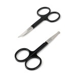 Facial Hair Small Grooming Scissors For Men Women - Eyebrow, Nose Hair, Mustache, Beard, Eyelashes, Ear Trimming Kit - Curved and Rounded Safety Tip Clippers For Hair Cutting- 2PCS Black