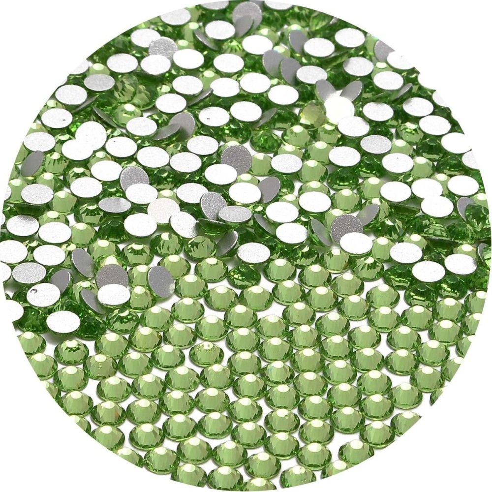 NCB 3000pcs Flatback Round Glass Nail Art Rhinestones Crystal for DIY Making Accessories Shoes, Clothes, Face Art, Bags, Manicure (Peridot, SS6 3000pcs)
