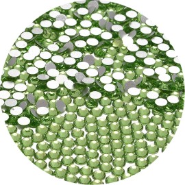 NCB 3000pcs Flatback Round Glass Nail Art Rhinestones Crystal for DIY Making Accessories Shoes, Clothes, Face Art, Bags, Manicure (Peridot, SS6 3000pcs)