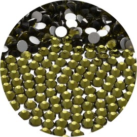 NCB 2000pcs Flatback Round Glass Nail Art Rhinestones Crystal for DIY Making Accessories Shoes, Clothes, Face Art, Bags, Manicure (Olivine, SS12 2000pcs)