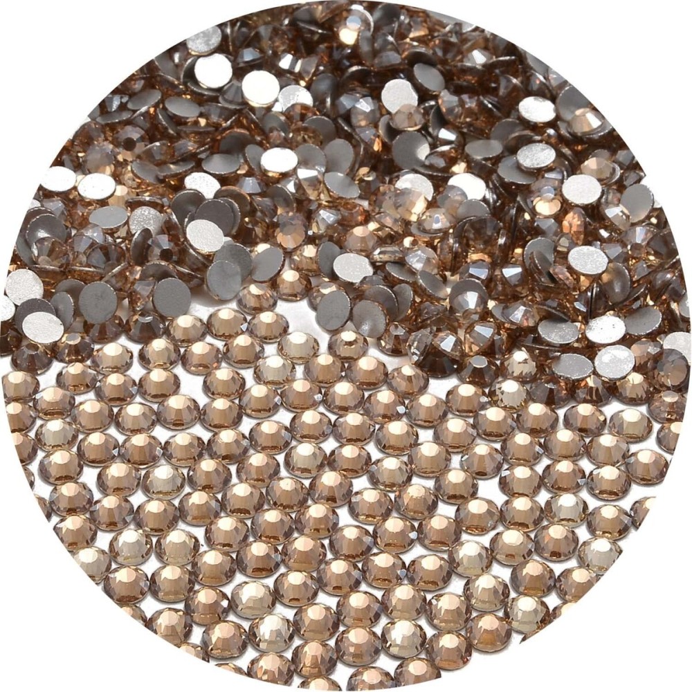 NCB 2000pcs Flatback Round Glass Nail Art Rhinestones Crystal for DIY Making Accessories Shoes, Clothes, Face Art, Bags, Manicure (Champagne, SS8 2000pcs)