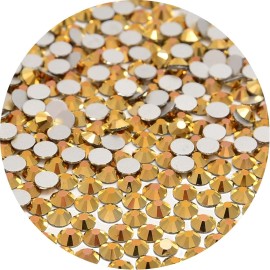 NCB 288pcs Flatback Round Glass Nail Art Rhinestones Crystal for DIY Making Accessories Shoes, Clothes, Face Art, Bags, Manicure (Aurum, SS30 288pcs)