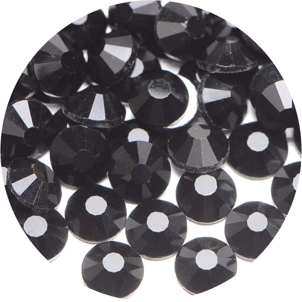 NCB 3000pcs Flatback Round Glass Nail Art Rhinestones Crystal for DIY Making Accessories Shoes, Clothes, Face Art, Bags, Manicure (Black, SS5 3000pcs)