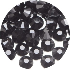 NCB 3000pcs Flatback Round Glass Nail Art Rhinestones Crystal for DIY Making Accessories Shoes, Clothes, Face Art, Bags, Manicure (Black, SS5 3000pcs)