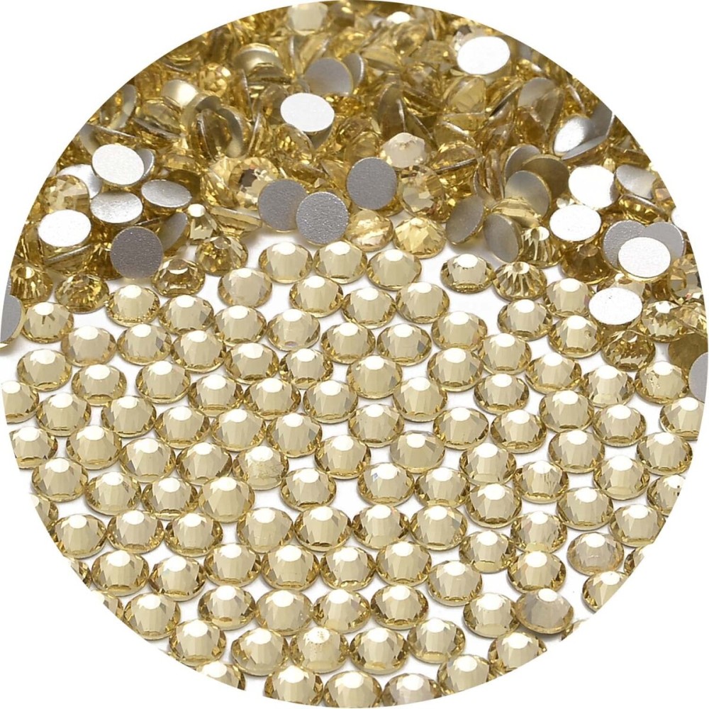 NCB 2000pcs Flatback Round Glass Nail Art Rhinestones Crystal for DIY Making Accessories Shoes, Clothes, Face Art, Bags, Manicure (Jonquil, SS8 2000pcs)