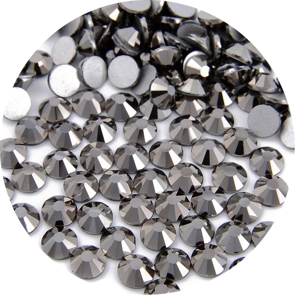 NCB 3000pcs Flatback Round Glass Nail Art Rhinestones Crystal for DIY Making Accessories Shoes, Clothes, Face Art, Bags, Manicure (Jet Hematite, SS3 3000pcs)