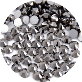 NCB 3000pcs Flatback Round Glass Nail Art Rhinestones Crystal for DIY Making Accessories Shoes, Clothes, Face Art, Bags, Manicure (Jet Hematite, SS3 3000pcs)