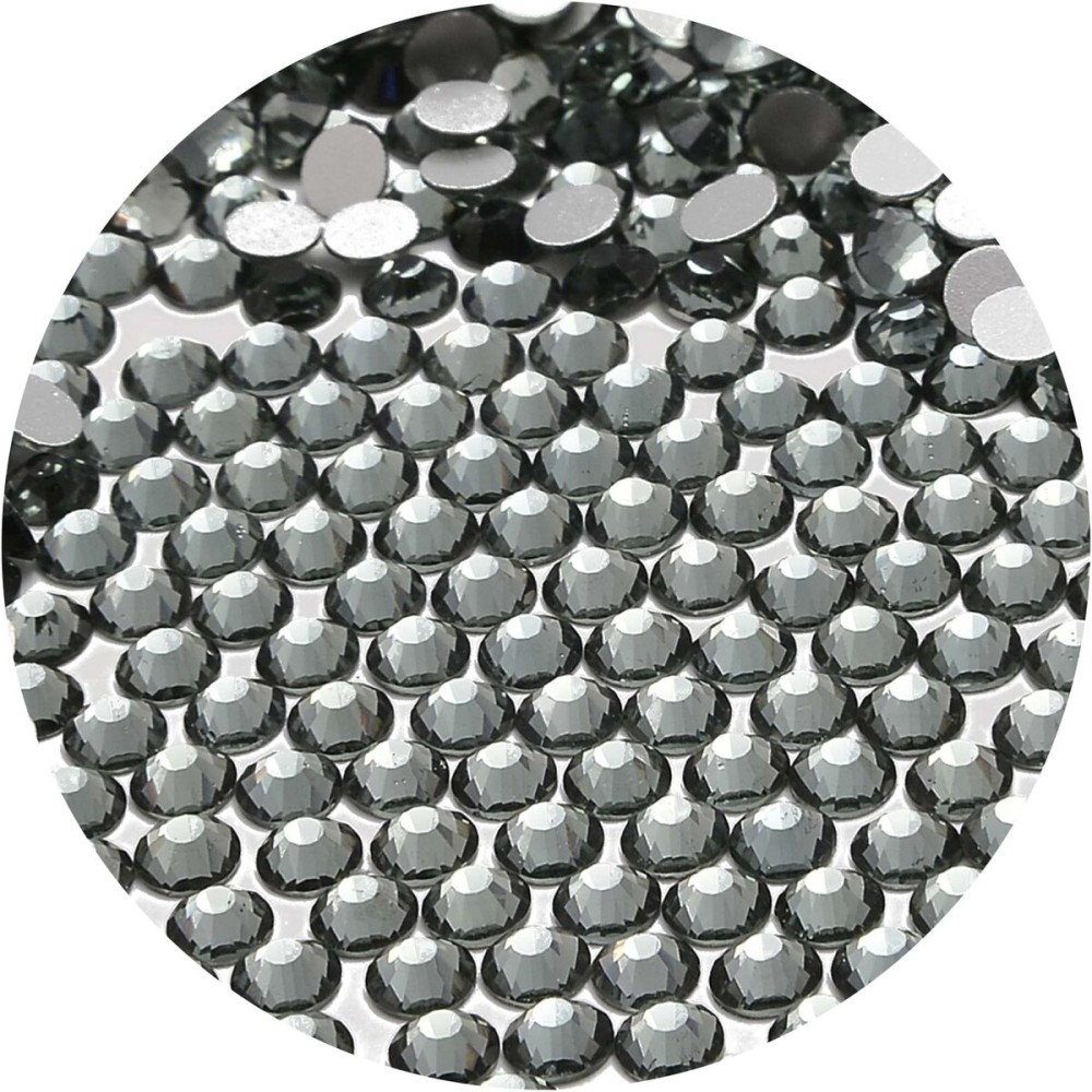 NCB 288pcs Flatback Round Glass Nail Art Rhinestones Crystal for DIY Making Accessories Shoes, Clothes, Face Art, Bags, Manicure (Black Diamond, SS30 288pcs)