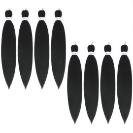 Alrence Pre Stretched Braiding Hair Long Braid 18 Inch 8 Packs Professional Braiding Hair Extensions Synthetic Crochet Twist Braids (18 Inch, 1B)