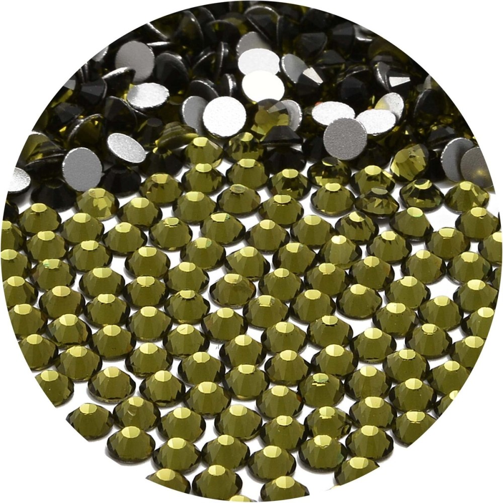 NCB 3000pcs Flatback Round Glass Nail Art Rhinestones Crystal for DIY Making Accessories Shoes, Clothes, Face Art, Bags, Manicure (Olivine, SS6 3000pcs)