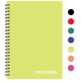 Fitness Logbook (Lime) - A5 Undated Workout Journal For Men & Women - Plastic Cover & Thick Paper - Planner Log Book To Track Weight Loss, Muscle Gain, Gym Exercise, Bodybuilding Progress
