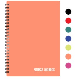 Fitness Logbook (Peach) - A5 Undated Workout Journal For Men & Women - Plastic Cover & Thick Paper - Planner Log Book To Track Weight Loss, Muscle Gain, Gym Exercise, Bodybuilding Progress