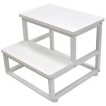 SZLHANJZ Nursery Step Stool, Wooden and Metal Foot Stool for Adult Kid, Steps for High Beds with Round Corners, Small Stepping Stool for Bedroom Kitchen, Load 500 LB, White