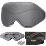 BeHoomi Sleep Mask, Premium Eye Mask for Sleeping, Completely Blackout, Superior Soft Comfort, Upgraded 3D Ergonomic Designed Sleeping Mask for Home, Office, Travel, Meditation, Yoga, Grey