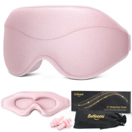 BeHoomi Sleep Mask, Premium Eye Mask for Sleeping, Total Blackout, Super Soft Comfort, Adjustable Fit, Upgraded 3D Ergonomic Designed Sleeping Mask for Home, Office, Travel, Meditation, Yoga, Pink