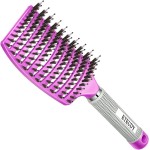Detangling Brush Boar Bristle Hairbrush for Adult & Kids Wet or Dry Hair - KTKUDY Detangler Hair brush Getting Knots Out without Pain - Adds Shine and Makes Hair Healthier Purple