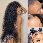 BEEOS 13x4 Full Frontal SKINLIKE Real HD Lace Wig, 0.10mm Ultra-thin HD Lace Curly Human Hair Wigs Pre Plucked Hairline Bleached Knots 180% Density Invisible Actual HD Lace Frontal Wig 18 Inch