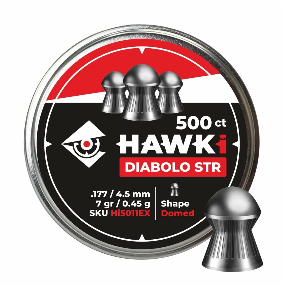 Hawki Airgun Pellets -.177/4.5mm Caliber (7 gr/0.45 g) 500 ct Hi5011EX Domed
