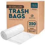 33 Gallon Trash Bags - 250 Count - 33 x 40 Clear Plastic Garbage Bags Tall Can Liners - Cleaning Products for Home, Office Bulk Trash, Light Residential or Commercial Waste, Indoor and Outdoor Use