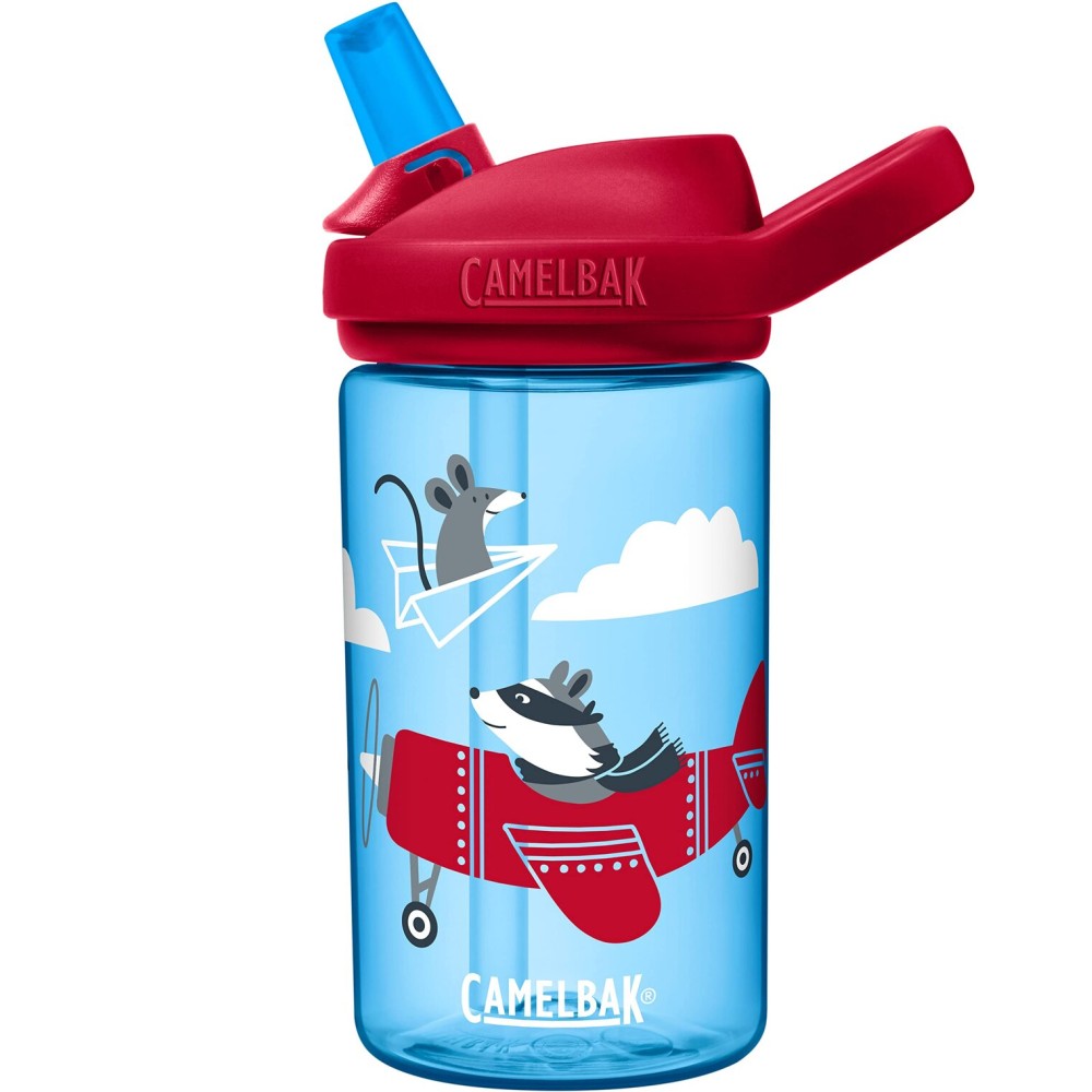 CamelBak Eddy+ Kids Bite Valve Straw Tritan Renew Water Bottle Airplane Bandits, 14oz