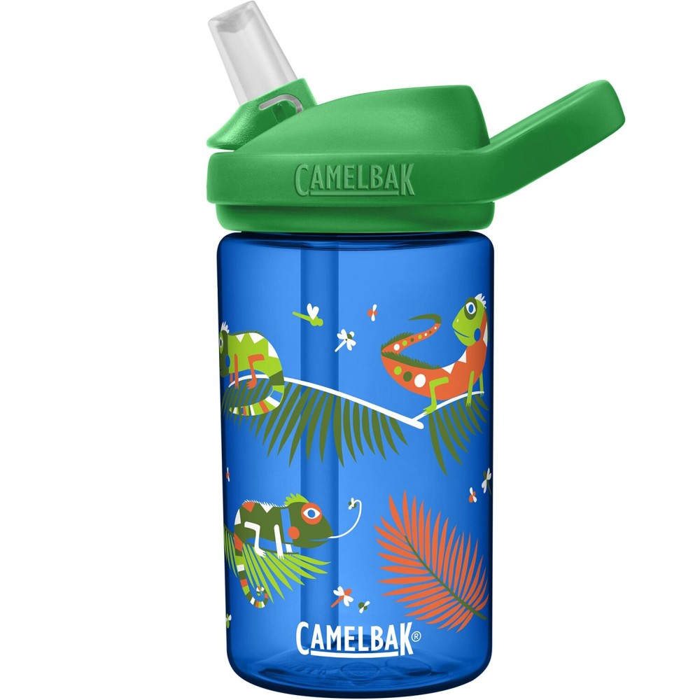 CamelBak Eddy+ Kids Bite Valve Straw Tritan Renew Water Bottle Iguanas, 14oz