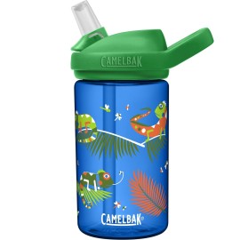 CamelBak Eddy+ Kids Bite Valve Straw Tritan Renew Water Bottle Iguanas, 14oz