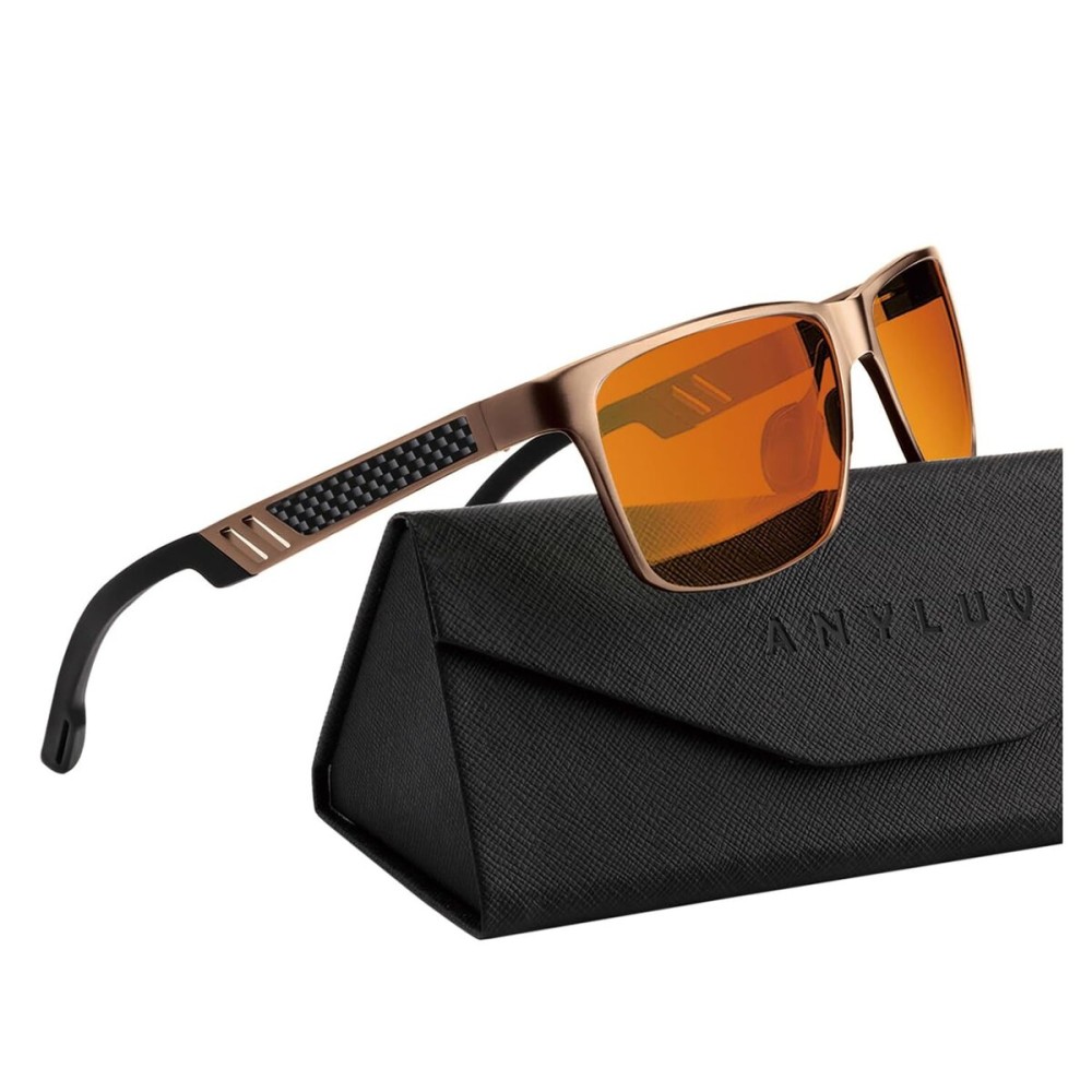 ANYLUV Blue Light Blocking Glasses Men Computer Gaming Glasses Lightweight Al-Mg Metal Anti Eyestrain Eye Protection