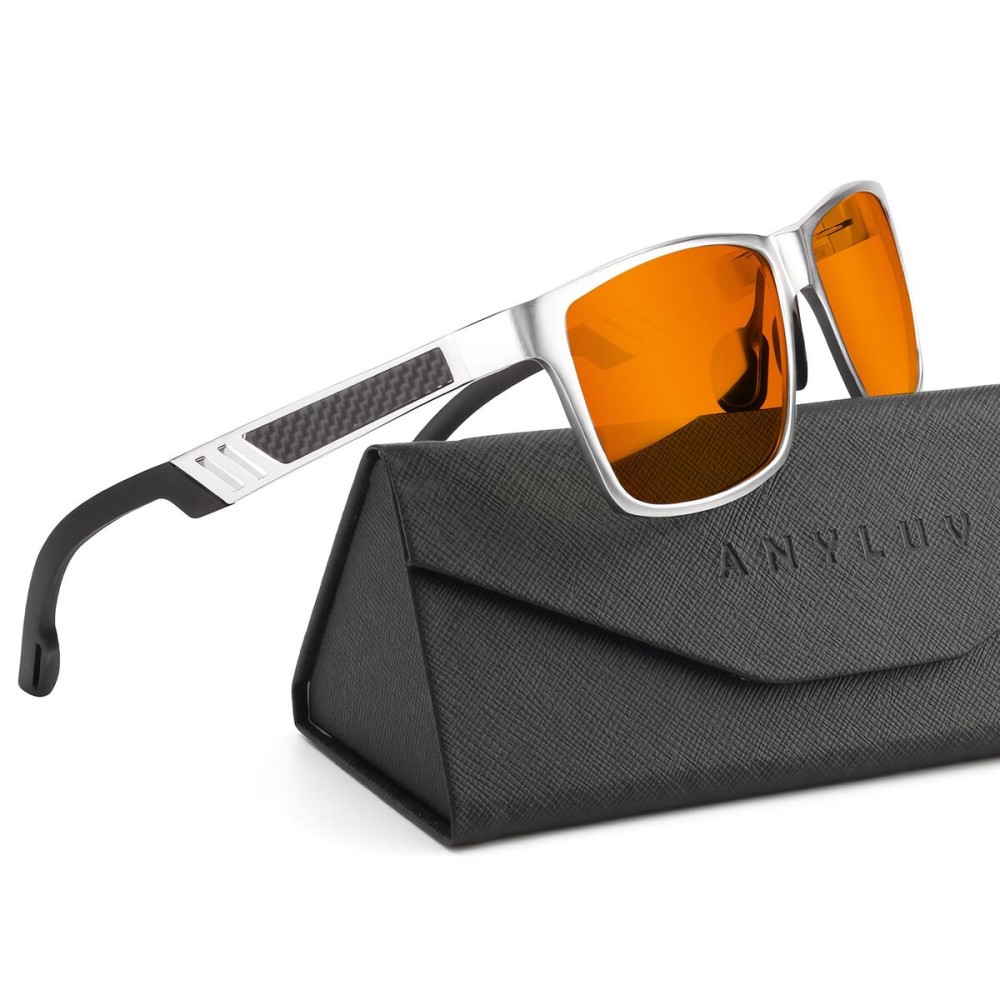 ANYLUV Blue Light Blocking Glasses Men Computer Gaming Glasses Lightweight Al-Mg Metal Anti Eyestrain Eye Protection