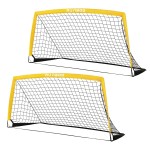 RUNBOW 6x4 ft Portable Kids Soccer Goal for Backyard Practice Soccer Net with Carry Bag (6x4 FT, 2 Pack, Yellow)