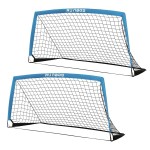 RUNBOW 6x4 ft Portable Kids Soccer Goal for Backyard Practice Soccer Net with Carry Bag (6x4 FT, 2 Pack, Grey Blue)