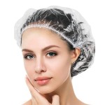 YIZIJIZI 50PCS Disposable Shower Caps, Large Thick Clear Waterproof Shower Cap for Women, large Size 20.5, Home Use, Spa, Hotel and Hair Salon, Clear Shower Caps for Travel