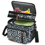 MIYCOO Lunch Bag & Lunch Box for Women Men, Double Deck Leakproof Insulated Soft Large Adult Camping Cooler bag for Work, Beach, Picnic, Travel (Leopard print, 15L)