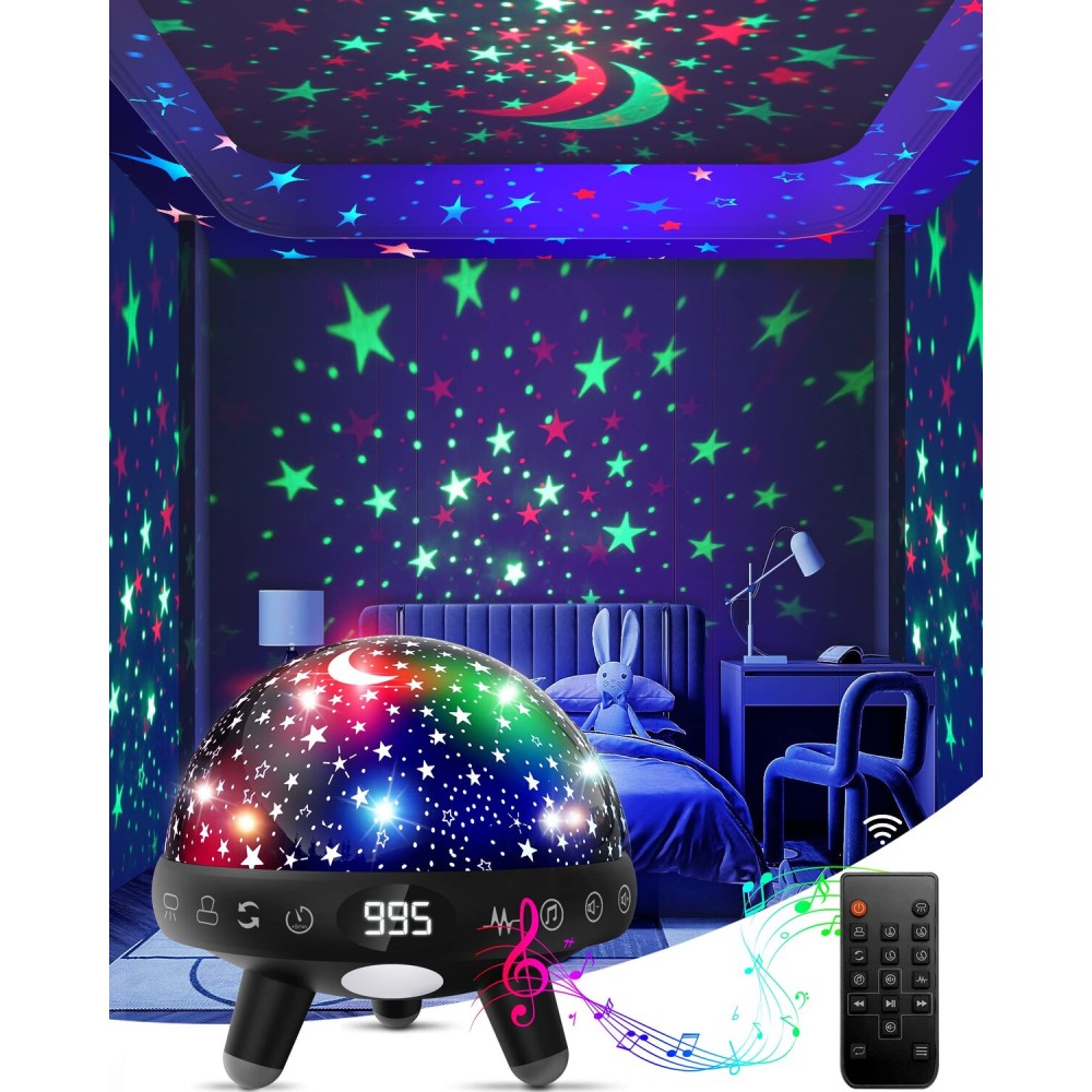 YACHANCE Kids Night Light Projector with Music.Baby Night Light Star Projector with Remote & Timer.Baby Sensory Lights Toys for Kids.Sound Machine Baby with 29 Soothing Sound for Sleeping.