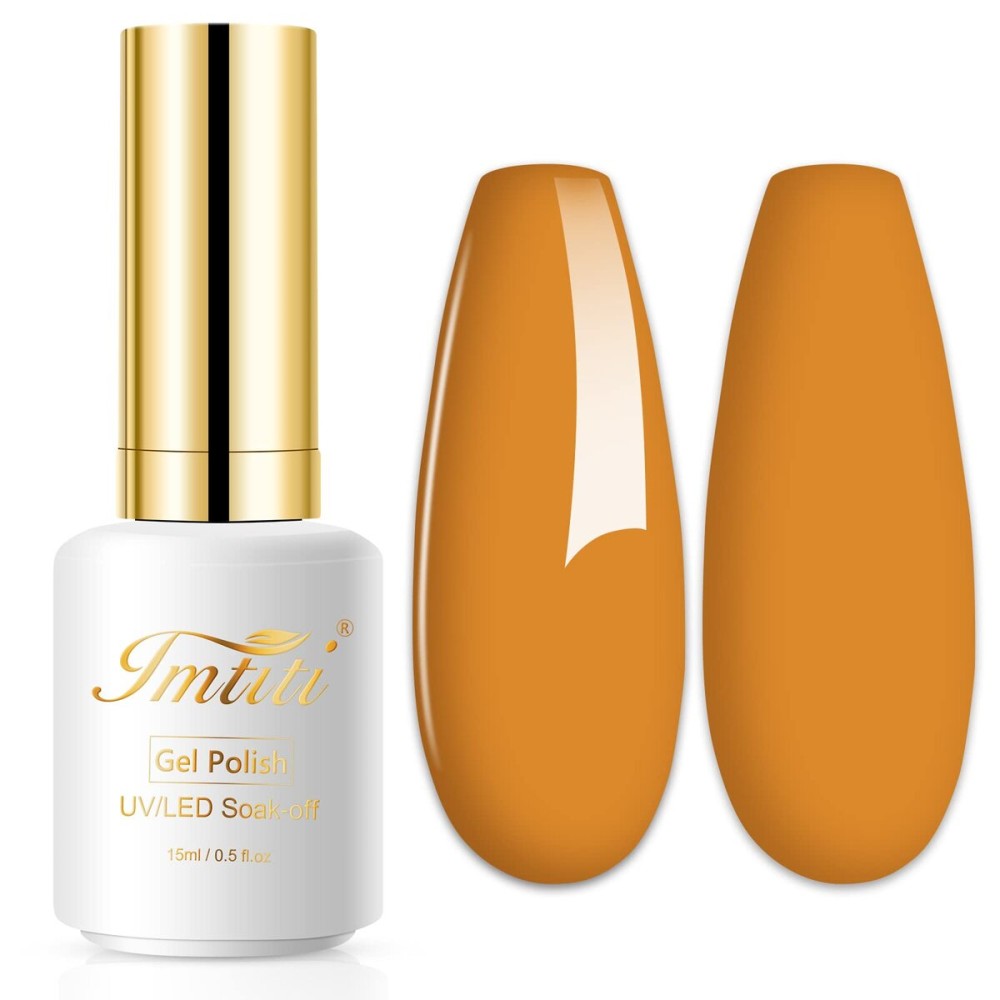 Imtiti Gel Nail Polish, 1 Pcs 0.5 Fl Oz Orange Yellow Gel Polish Soak Off LED U V Nail Gel Polish Neutral Gel Nail Polish DIY Nail Art Starter Manicure Salon Gel Nail Kit for Women Girls