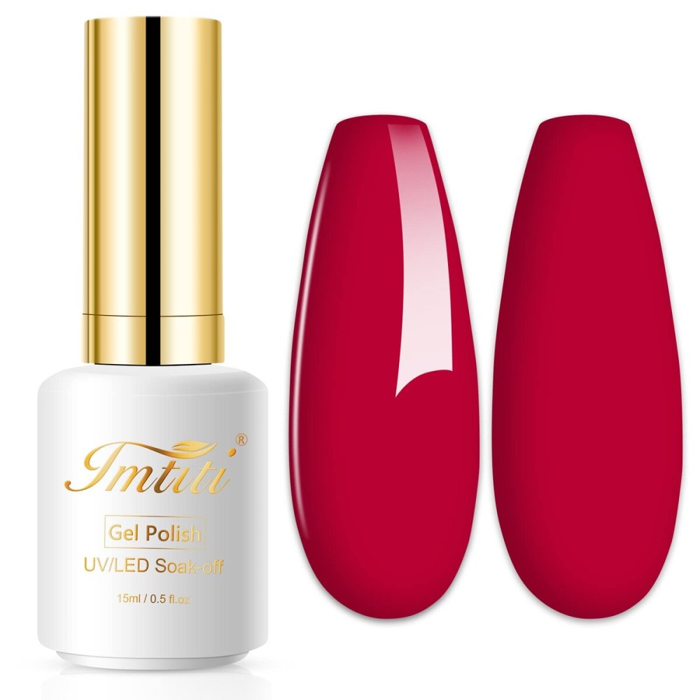 Imtiti Rose Red Gel Nail Polish, 1 pcs 0.5 Fl Oz, Soak Off, Non-Toxic, Toxin-Free, Glossy, Women\'s Nail Art Starter Kit