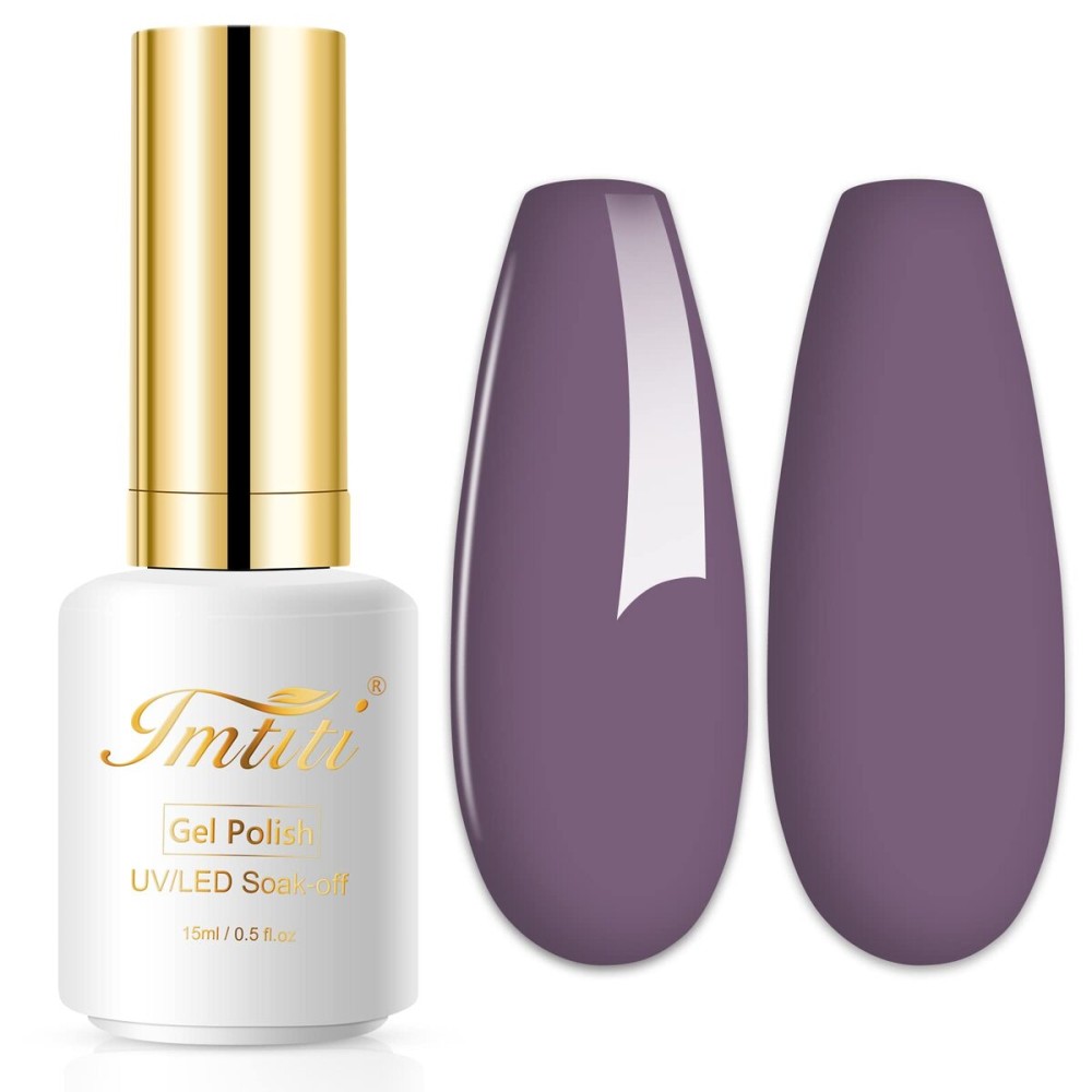 Imtiti Gel Nail Polish, Grape Purple Nude, 0.5 Fl Oz, DIY Nail Art Starter Kit for Women Girls