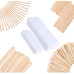Mibly 4 Style 400 Pcs Assorted Wooden Wax Sticks for Body Legs Face and Small Medium Large Sizes Eyebrow Waxing Applicator Spatulas for (400 Piece Set)