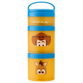 Whiskware Disney Pixar Stackable Snack Containers for Kids and Toddlers, 3 Stackable Polypropylene Snack Cups for School and Travel, Toy Story Woody and Bullseye
