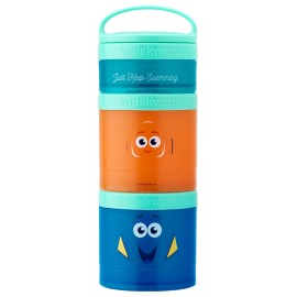 Whiskware Disney Pixar Stackable Snack Containers for Kids, 3 Stackable Snack Cups for School and Travel, Finding Nemo with Nemo and Dory