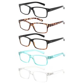 NORPERWIS Reading Glasses 5 Pairs Quality Readers Spring Hinge Glasses for Reading for Men and Women (5 Pack Mix Color -3, 1.25)