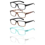 NORPERWIS Reading Glasses 5 Pairs Quality Readers Spring Hinge Glasses for Reading for Men and Women (5 Pack Mix Color -3, 0.50)