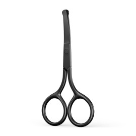 Professional Precision Grooming Scissors for Men and Women - Black Stainless Steel Round Tip for Safe Nose, Eyebrow, Beard, and Cuticle Care- AsonTao