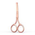 Safety Round Tip Nose Hair and Eyebrow Scissors - Gold Stainless Steel Small Grooming Tool for Painless Trimming of Nasal Cavity, Ear, Eyelashes, Beard and Mustache- AsonTao