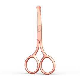 Safety Round Tip Nose Hair and Eyebrow Scissors - Gold Stainless Steel Small Grooming Tool for Painless Trimming of Nasal Cavity, Ear, Eyelashes, Beard and Mustache- AsonTao