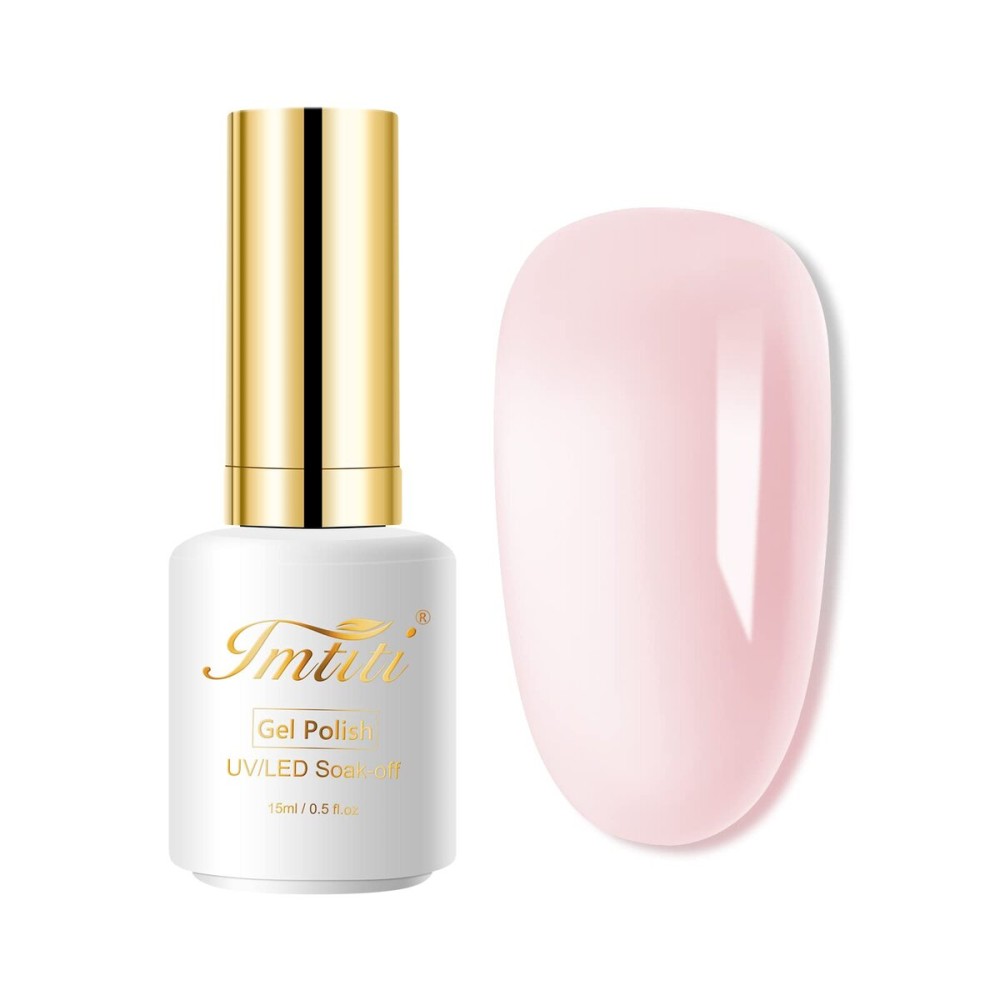 Imtiti Nude Gel Nail Polish, 1 Pcs Neutral Jelly Pink Translucent Color UV Light Cure Gel Polish for Nail Art DIY Manicure at Home Gel Nail Mani Gifts for Women Girls 0.5 fl oz