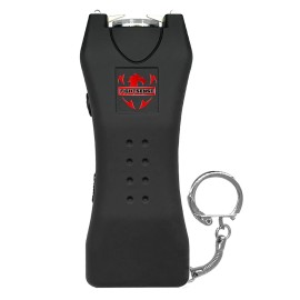 FIGHTSENSE Super Heavy Duty Keychain Stun Gun with Flashlight for Men and Women self Defense Device, Rechargeable Stun Gun, Nylon Holsters (Black USB)