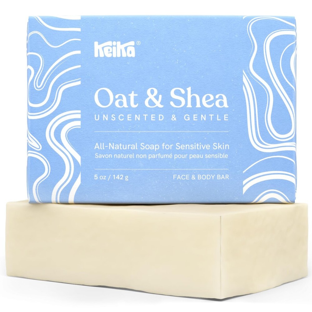 Keika Baby Soap Bar Oat & Shea Unscented for Eczema, Psoriasis, Face, Body, Infant Kids Teens Men Women with Sensitive Skin, 5 oz.