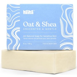 Keika Baby Soap Bar Oat & Shea Unscented for Eczema, Psoriasis, Face, Body, Infant Kids Teens Men Women with Sensitive Skin, 5 oz.